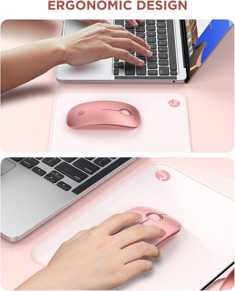 RAPIQUE Bluetooth Wireless Mouse - (BT5.1+USB) Dual Connectivity, Quiet Click, Low Power, and 1600 DPI, Portable Cordless Mouse for Mac, Laptop, MacBook Pro/Air, iPad (Rose Gold) - Image 3